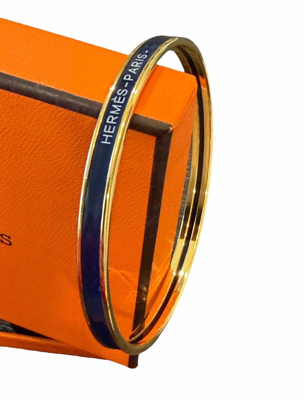Hermes Midnight Blue and Gold Enamel Bangle Bracelet - Picture 2 of 7